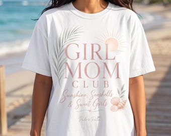 Diseño del Club de Madres de Niñas, Conchas Marinas Solosas y Gráfico de Niñas Dulces para Madres Costeras con Hijas