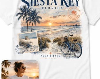 Siesta Key Florida Graphic for Gulf Coast Beach Lovers, Sunset Vacation Souvenir, Coastal Lifestyle Art