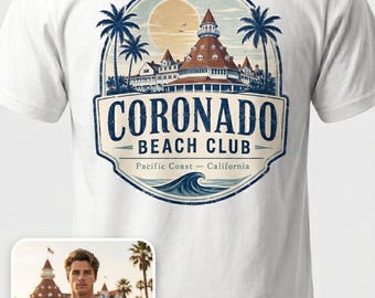 Coronado Gift T-Shirt, Coronado Beach Club Tee, San Diego Beach Shirt, California Coastal Vacation Souvenir Shirt