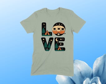 Camping Love T-Shirt, RV Camper Tee, Outdoor Adventure Shirt, Gift for Camper, Nature Lover Shirt, Travel T Shirt, Unisex T-Shirt