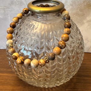 Picture Jasper Stretch Bracelet, Natural Earth Tone Gemstone Bracelet,  Boho Beaded Bracelet, Unisex Jewelry
