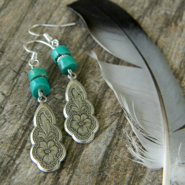 Southwest earrings bohemian earrings turquoise southwestern style jewelry cowgirl unique dangle earrings bohemian jewelry western boho