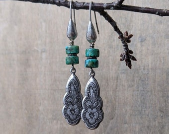 Pendientes Jasper Estilo suroeste pendientes turquesa africanos joyería con cuentas joyería boho pendientes de piedras preciosas boho estilo vaquera occidental