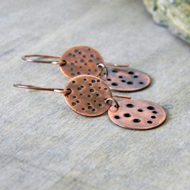 Copper earrings Effervescence handmade copper jewelry seventh anniversary gift unique jewelry 7th anniversary gift for her nature inspired image 2