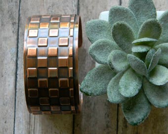 Cuff Bracelet Copper Cuff Geometric Handmade Hammered Copper Bracelet Statement Cuff Artisan Copper Cuff 7th Anniversary Gift for Wife