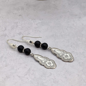 Bohemian Earrings Black and Silver Jewelry Southwestern Style Gemstone ...