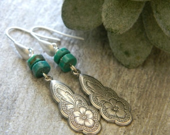 Southwestern style turquoise earrings bohemian earrings turquoise jewelry  cowgirl unique dangle earrings bohemian jewelry western boho