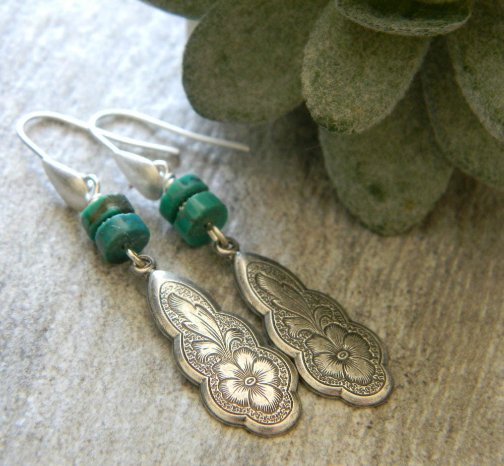 Southwestern style turquoise earrings bohemian earrings turquoise jewelry  cowgirl unique dangle earrings bohemian jewelry western boho