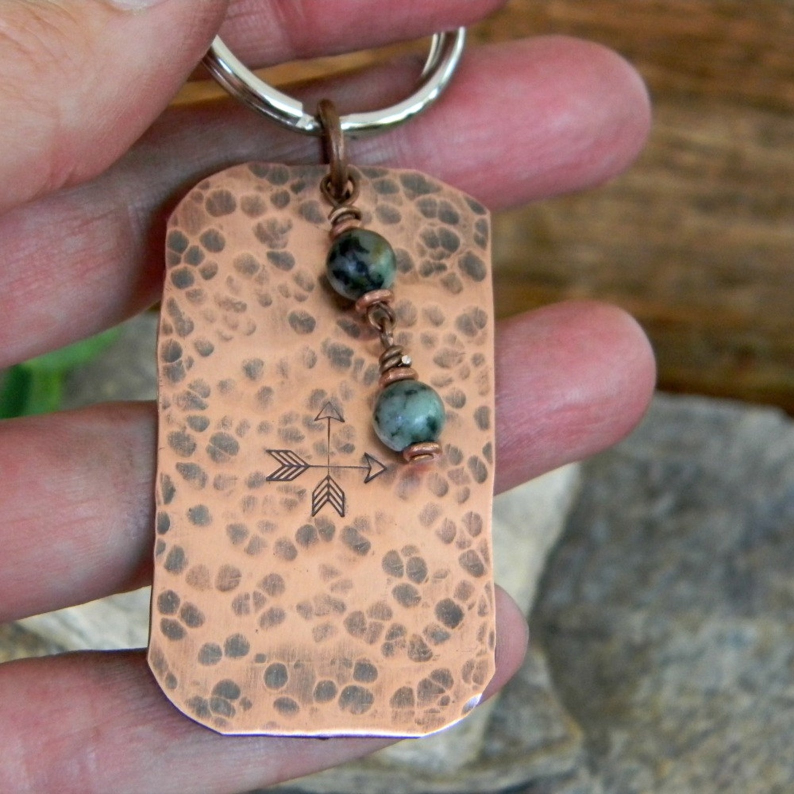 Copper Keychain Handmade Copper Key Ring Crossed Arrows Hand Etsy