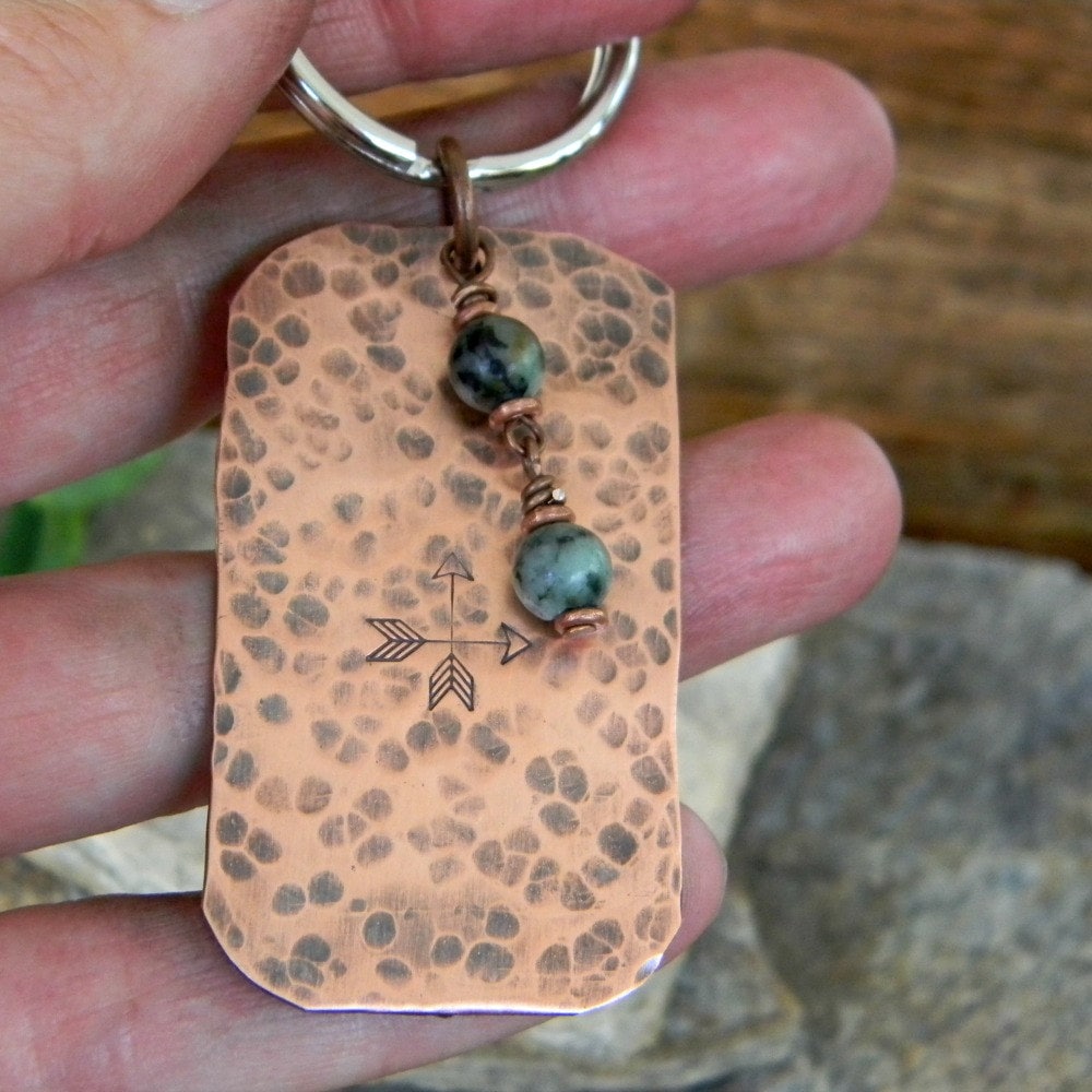 Copper Keychain Handmade Copper Key Ring Crossed Arrows Hand Etsy
