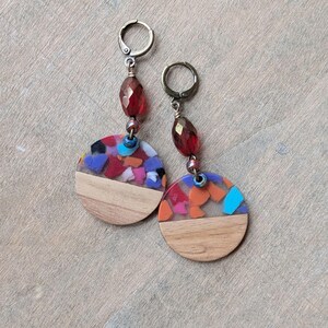Holz und Harz Ohrringe bunte schmuck spaß sommer ohrringe perlen schmuck rote glas ohrringe