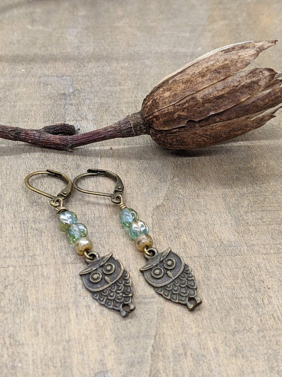 Owl Earrings Beaded Jewelry Bird Earrings Unique Gift for Her