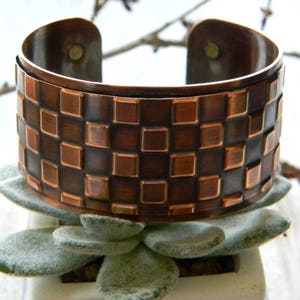 Cuff Bracelet Copper Cuff Geometric Handmade Hammered Copper Bracelet Statement Cuff Artisan Copper Cuff 7th Anniversary Gift for Wife image 2