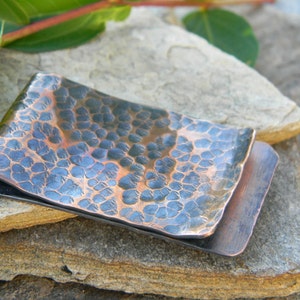 Money Clip Hammered Copper Moneyclip Fathers Day Gift Distressed Rustic Copper 7th Anniversary Gift Groomsmen Wedding Metalwork Graduation