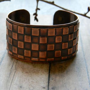 Cuff Bracelet Copper Cuff Geometric Handmade Hammered Copper Bracelet Statement Cuff Artisan Copper Cuff 7th Anniversary Gift for Wife image 5