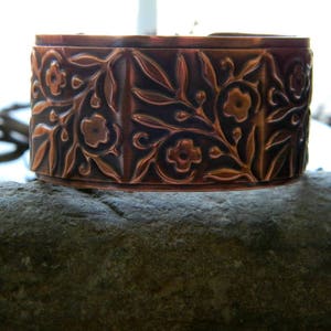 Copper cuff bracelet handmade hammered copper bracelet flower cuff artisan copper cuff bracelet 7th anniversary gift for her statement cuff image 5