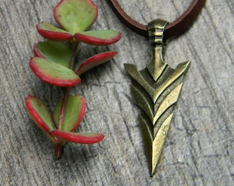 Bronze Arrowhead Necklace: Mens Deerskin Suede Cord Choker