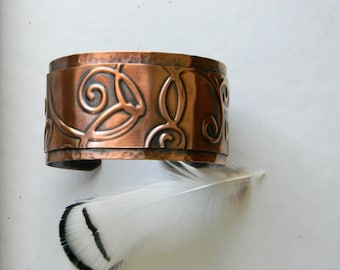 Copper cuff bracelet handmade hammered copper bracelet  artisan copper cuff bracelet  7th anniversary gift for wife swirls statement cuff