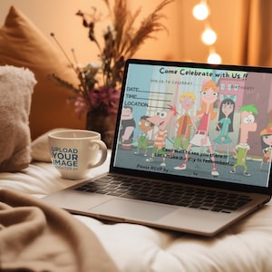 Invitation d&#39;anniversaire Phineas et Ferb : modèle numérique imprimable et modifiable à télécharger instantanément