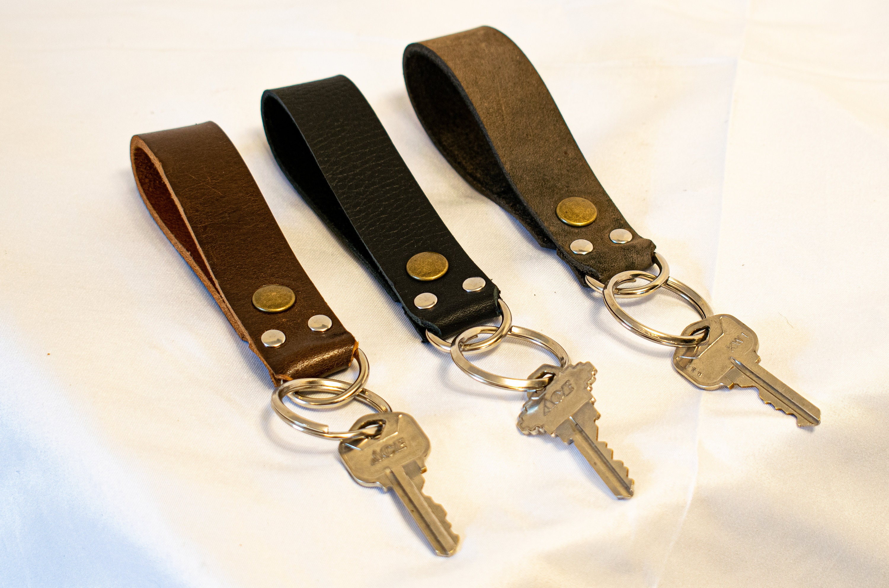 Personalized Leather Keychain Snap on to belt Great Gifts for Etsy
