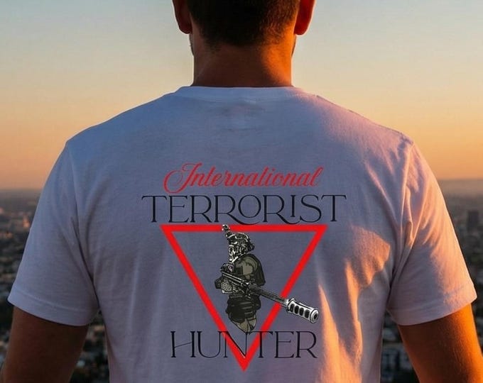 International Terrorist Hunter T-Shirt - Next Level 3600  Fitted Tee - Tactical Skull Graphic