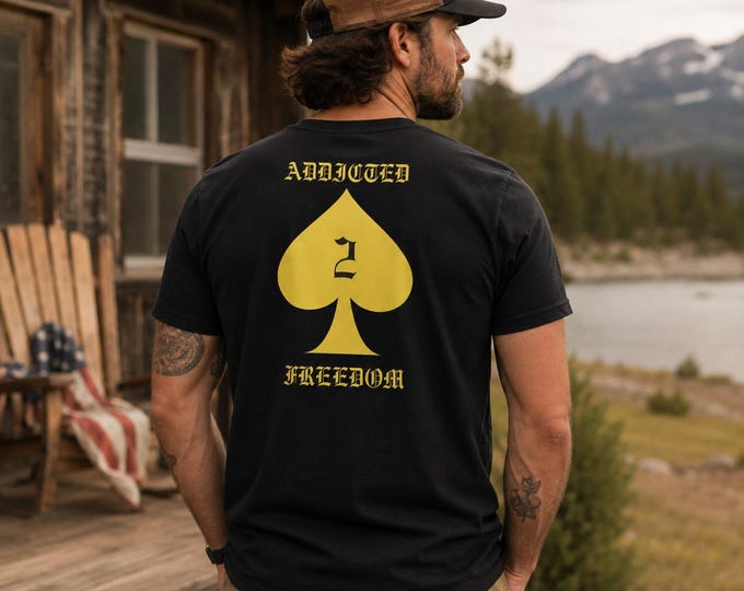 Patriotic Freedom Spade Graphic Tee, Black or White (Next Level 3600)