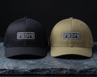 Embroidered FRDM Snapback Trucker Hat, Minimalist Tactical Headwear