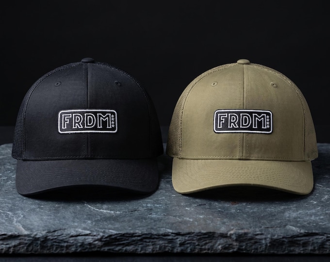 Embroidered Snapback Hat, Minimalist Patriot Trucker Cap, Freedom Tactical Headwear,  Patriots Anonymous LLC Gear, Veteran Style Hat