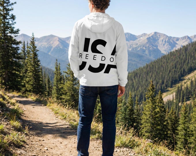 Patriots Anonymous Lightweight Windbreaker | Water-Resistant Hooded Jacket  | Tactical Performance Shell | USA Patriotic Wear