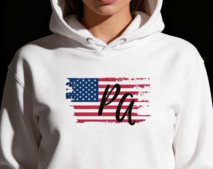 Patriots Anonymous Distressed American Flag Hoodie – Gildan Softstyle Pullover