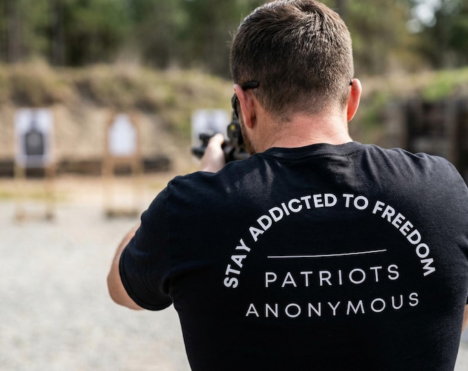Patriots Anonymous Minimalist Tee – Stay Addicted to Freedom Graphic Shirt