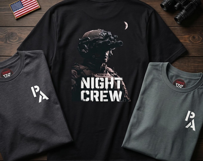 Night Crew Tactical T-Shirt, Night Vision Operator Tee, NVG Goons Graphic Shirt, Military Style Back Print