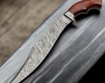 Handmade Damascus Steel Kukri Knife with Leather Holster Strap | Kukri Fighter | Best Kukri Machete | Best Gift for Men | Christmas Gift
