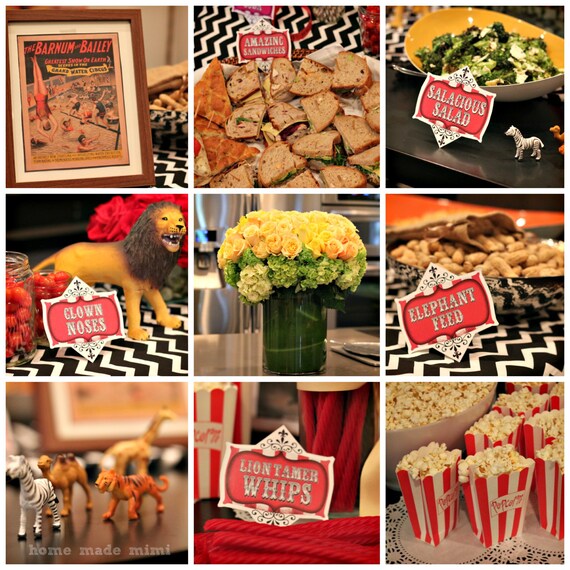 Vintage Circus Party Labels Printable Decorations Tags Etsy