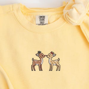 Christmas Reindeer Embroidered Sweatshirt - Rudolph The Red Nose Reindeer Comfort Colors Shirt - Personalized Clarice Holiday Crewneck Gift