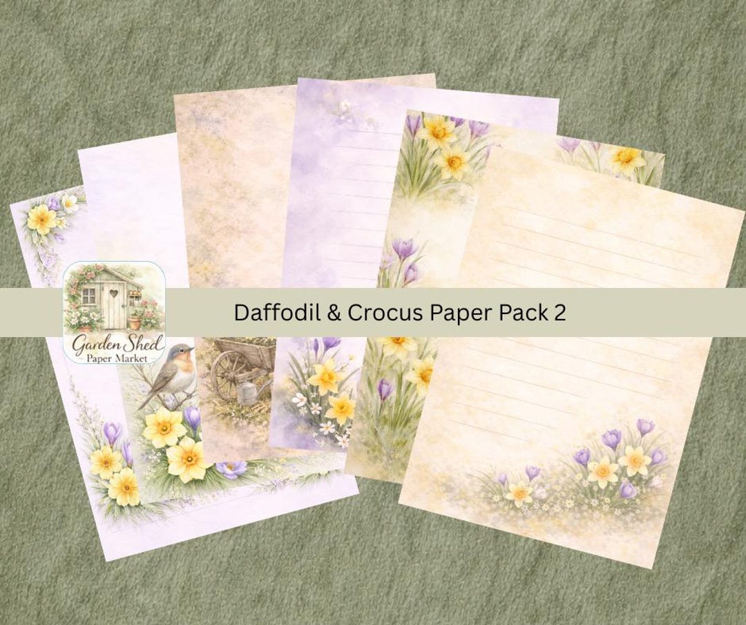 Spring Garden Watercolor Digital Papers | Daffodils & Crocus Printable ...