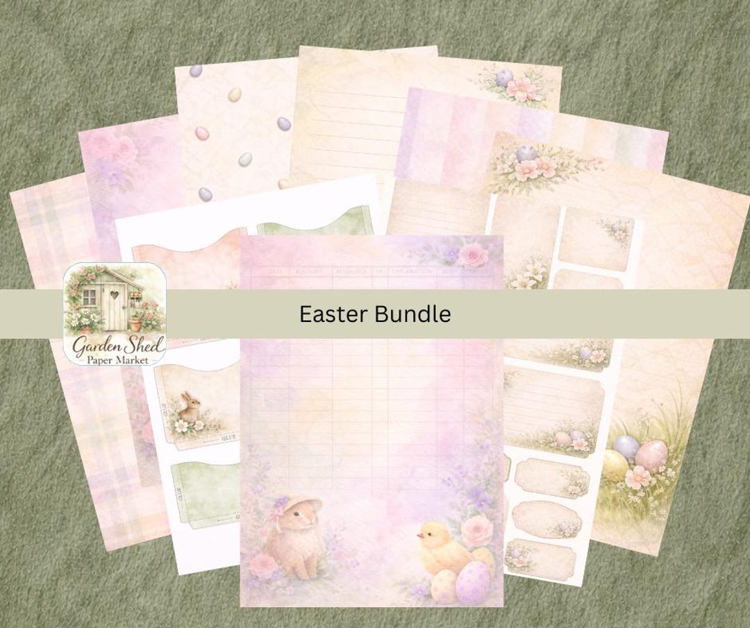 Easter Junk Journal Kit Bundle | Watercolor Spring Papers & Ephemera ...