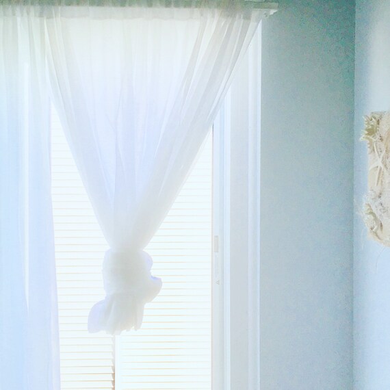 55 Wide X 36 Long White Sheer Cafe Curtains Etsy