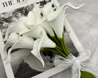 White Calla Lily Bouquet: Elegant Wedding Florals, Long Stem Centerpiece