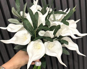 White Calla Lily Bouquet: Modern Wedding Florals, Long Stem