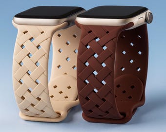 Pulseira de silicone trançado para Apple Watch, resistente e respirável, compatível com Apple Watch Series 9, 8, 7, 6, 5, 4, 3, SE e Ultra (38-49 mm).