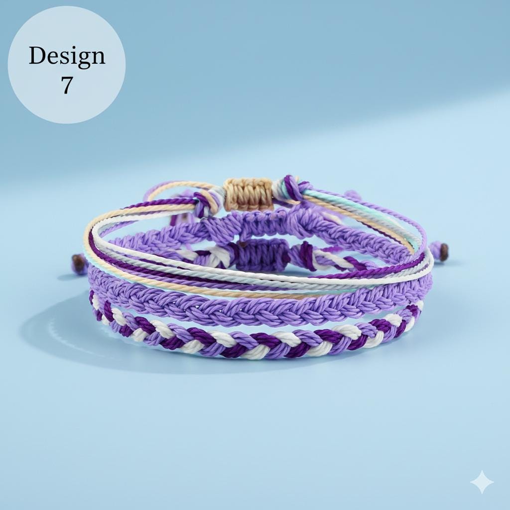 3個セット カラフル編み込み友情ブレスレットセット - 調節可能 防水