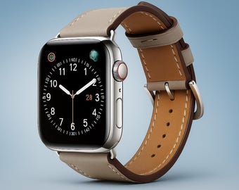 Leather Apple Watch Band for Men & Women | Classic iWatch Strap for Ultra, Series 9, SE | All Sizes 38mm - 49mm | Luxury Gift