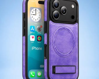 Premium Magsafe iPhone 18/17/16/15 Pro Max Case | Leather Stand Case , Magnetic Wireless Charging, Full Protection for iPhone 14/13/12/11