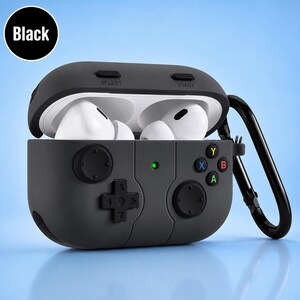 Unique Gamer AirPods Case | Vintage Console Design for AirPods 3rd/4th Gen & Pro 3 | Durable Silicone w/ Keychain | Perfect Gaming Gift Black
