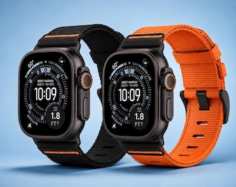 Nylon Watch Band Compatible with Apple Watch Ultra 49mm 45mm 44mm 42mm, Adjustable Sport Strap Series 10 9 8 7 6 SE