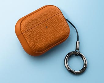 AirPods-hoesje met leren textuur | Alle Pro en Gen 1/2/3/4 | Beschermende anti-verloren oordopjes | Bluetooth-hoofdtelefoonaccessoire