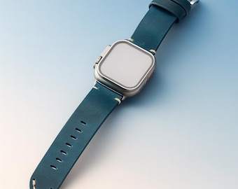 Handmade Premium Leather Watch Band for Apple Watch Ultra 2 49mm 46mm 45mm 44mm | Men’s Luxury iWatch Strap, Gift for Him
