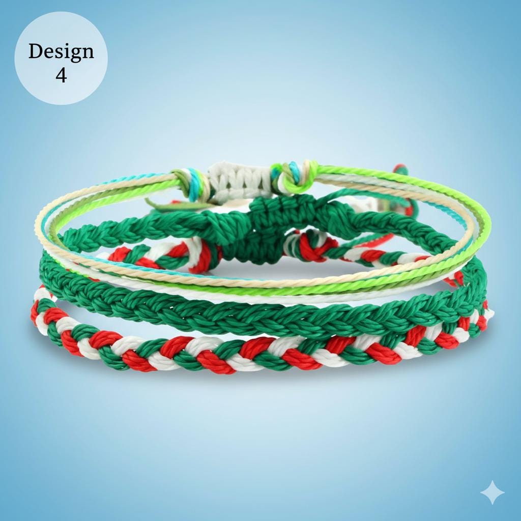 3個セット カラフル編み込み友情ブレスレットセット - 調節可能 防水