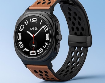 Premium Magnetic Leather Handmade Strap for Galaxy Watch Ultra 47mm - Ultra-Secure, Stylish & Comfortable Wristband